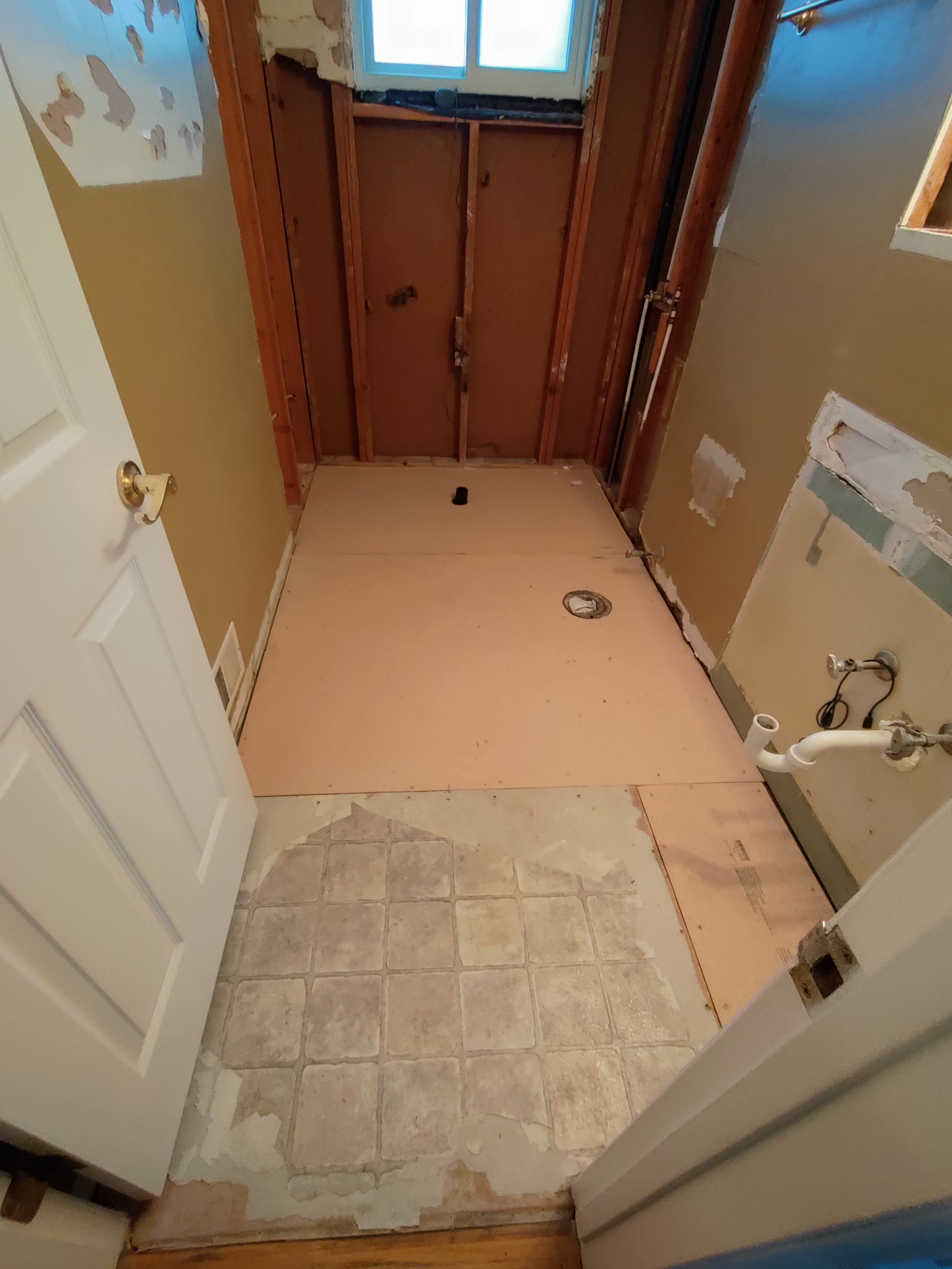 Bathroom subfloor rebuild and shower area prepped during Utah bathroom remodel