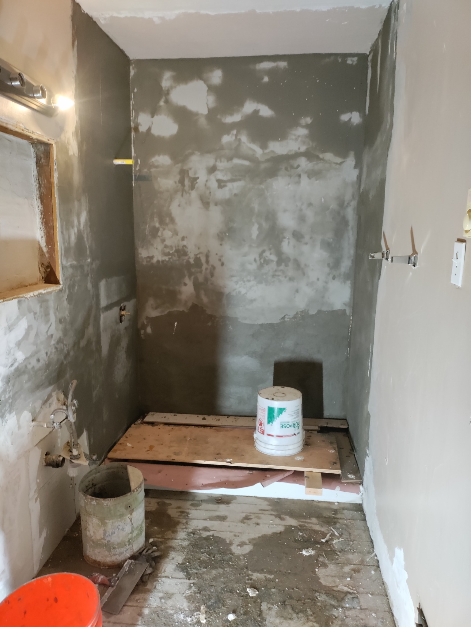 Concrete floated shower walls for strength and durability in Utah tile shower remodel
