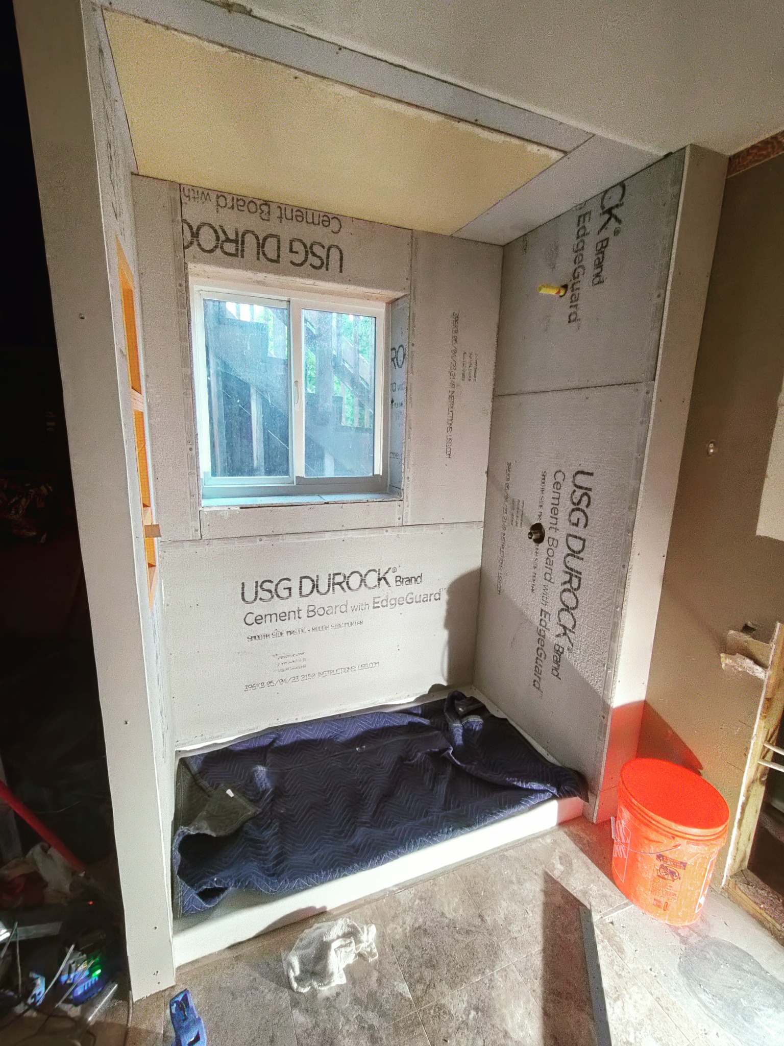 Durock cement board installed for tub to shower conversion in Utah